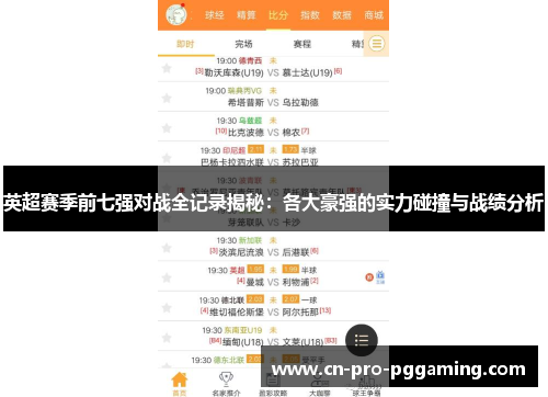 英超赛季前七强对战全记录揭秘：各大豪强的实力碰撞与战绩分析